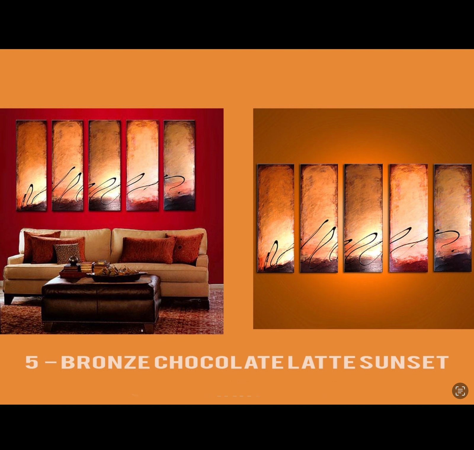 20 * Top Seller 5 Bronze Chocolate Latte Sunset Paintings - Custom Painted - Image 3