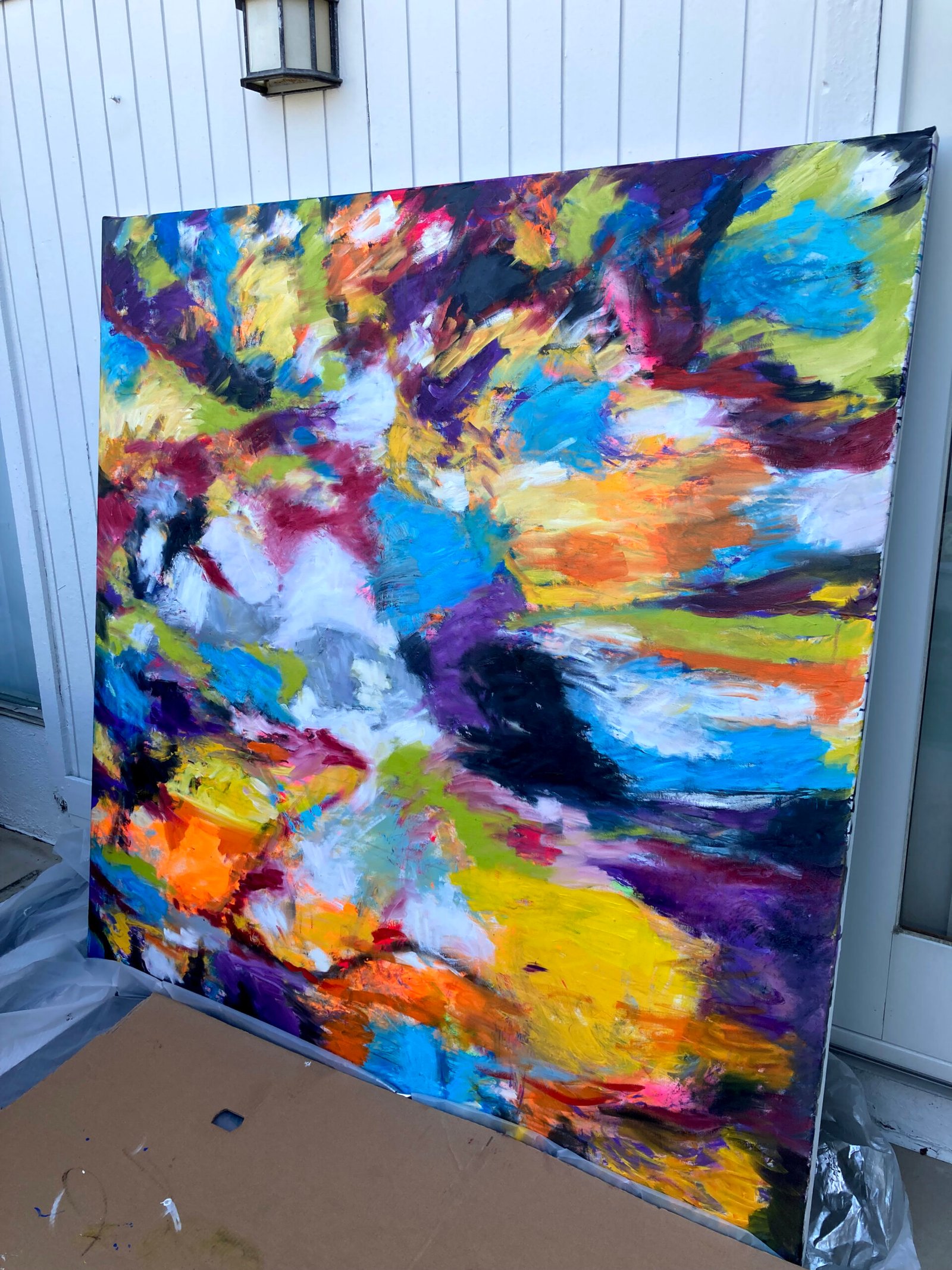 large huge largescale , red , dragon, japan, modern abstract art paintings black and white modern mid century original art Large Modern Paintings Original Acrylic on Canvas - Signed art Robert R Custom painted,