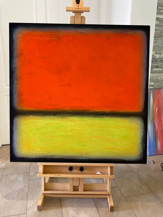 1r Modern Mid Century (Minimal Orange Yellow ) Custom Painted 7 day Free Ship