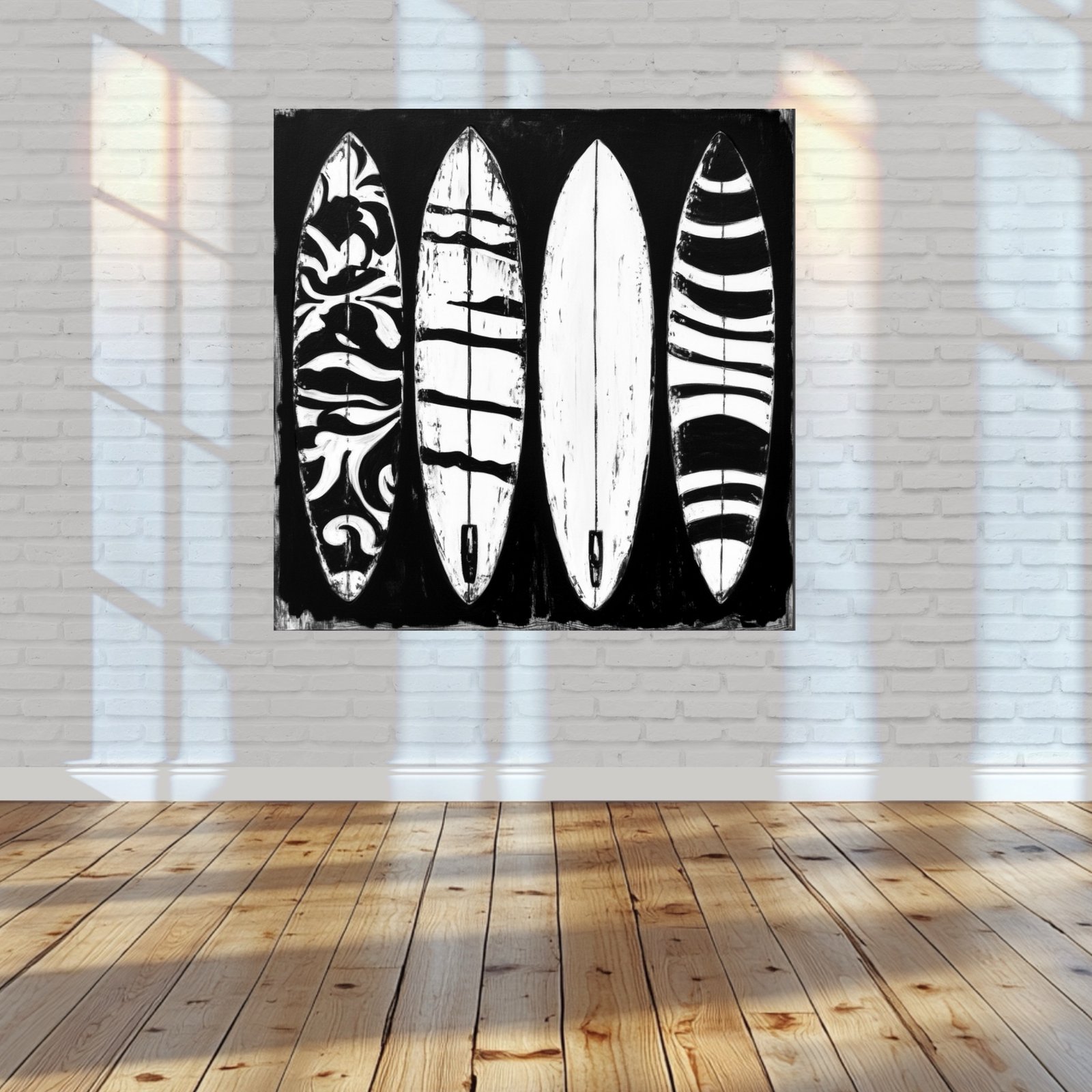 Surfboards ocean beach paintings cool rad California surfer dude beach surfing beach boys wall art black and white
