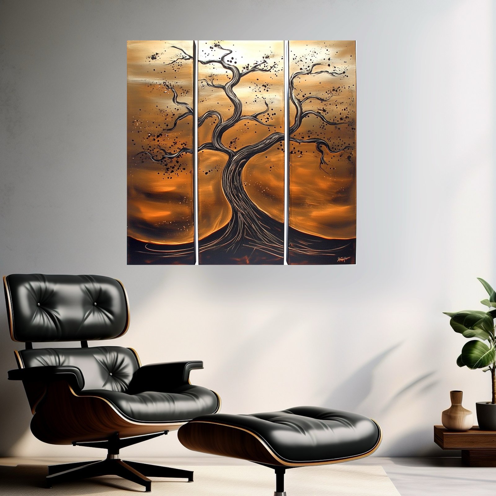 Art tree painting chocolate coffee espresso tan brown earthy 14k gold wall art decor home and furnishings original art sale online Art gallery artist bronze chocolate latte expresso coffee colorful art color multi panel canvas ready to hang ugallery