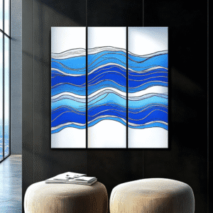 3 blue ocean waves of success - Custom Painted by Request
