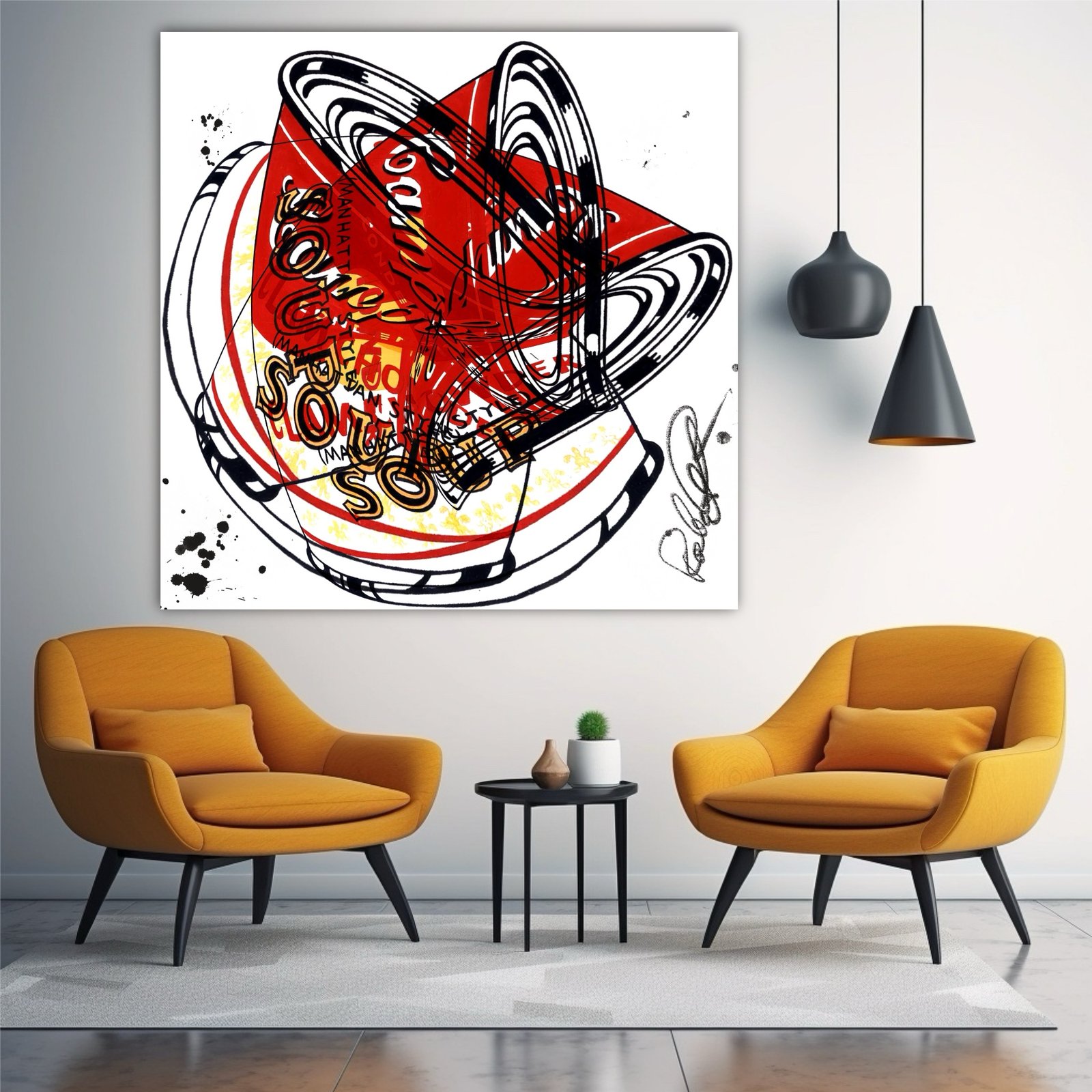 20 Forget Tomato Soup Modernism - 54”x54” Ships Rolled ~ Hand Painted - Image 4