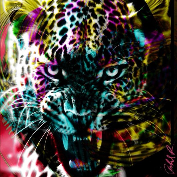 Wild-life-tiger-animal-leopard-jungle-painting-art-color-neon