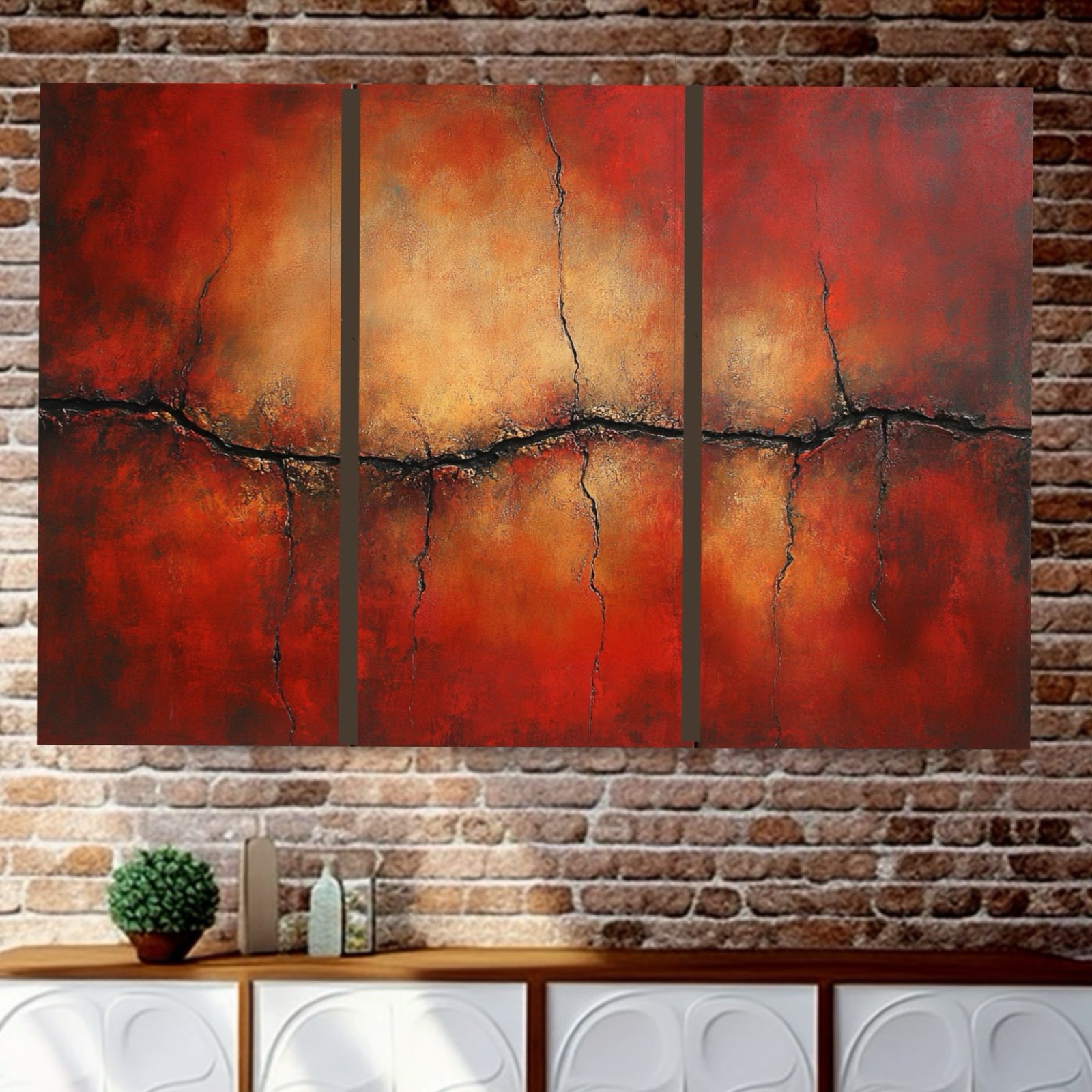 3a..3 Textured Red Mocha Wall Sculpture Painting - free ship