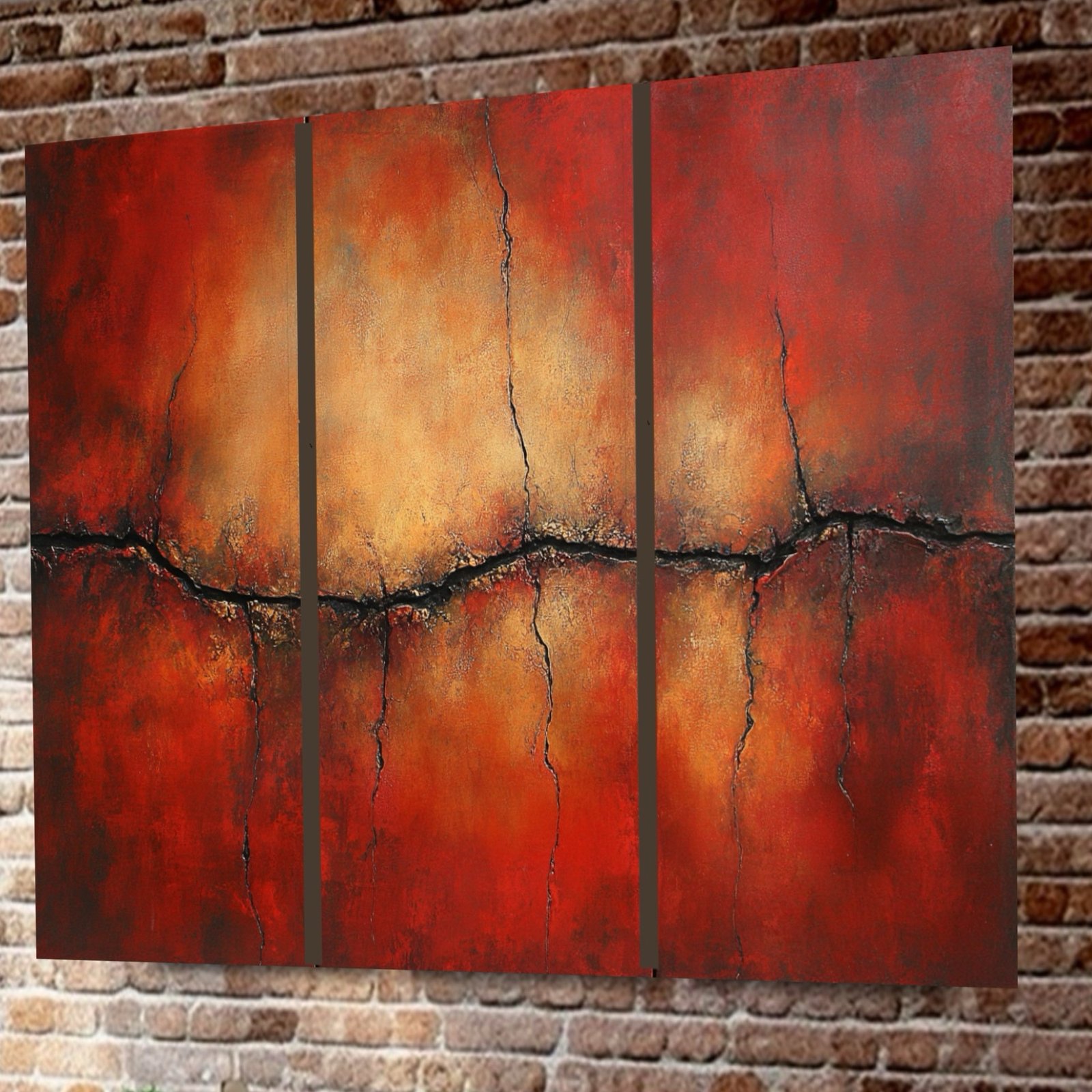 3a..3 Textured Red Mocha Wall Sculpture Painting - free ship - Image 3