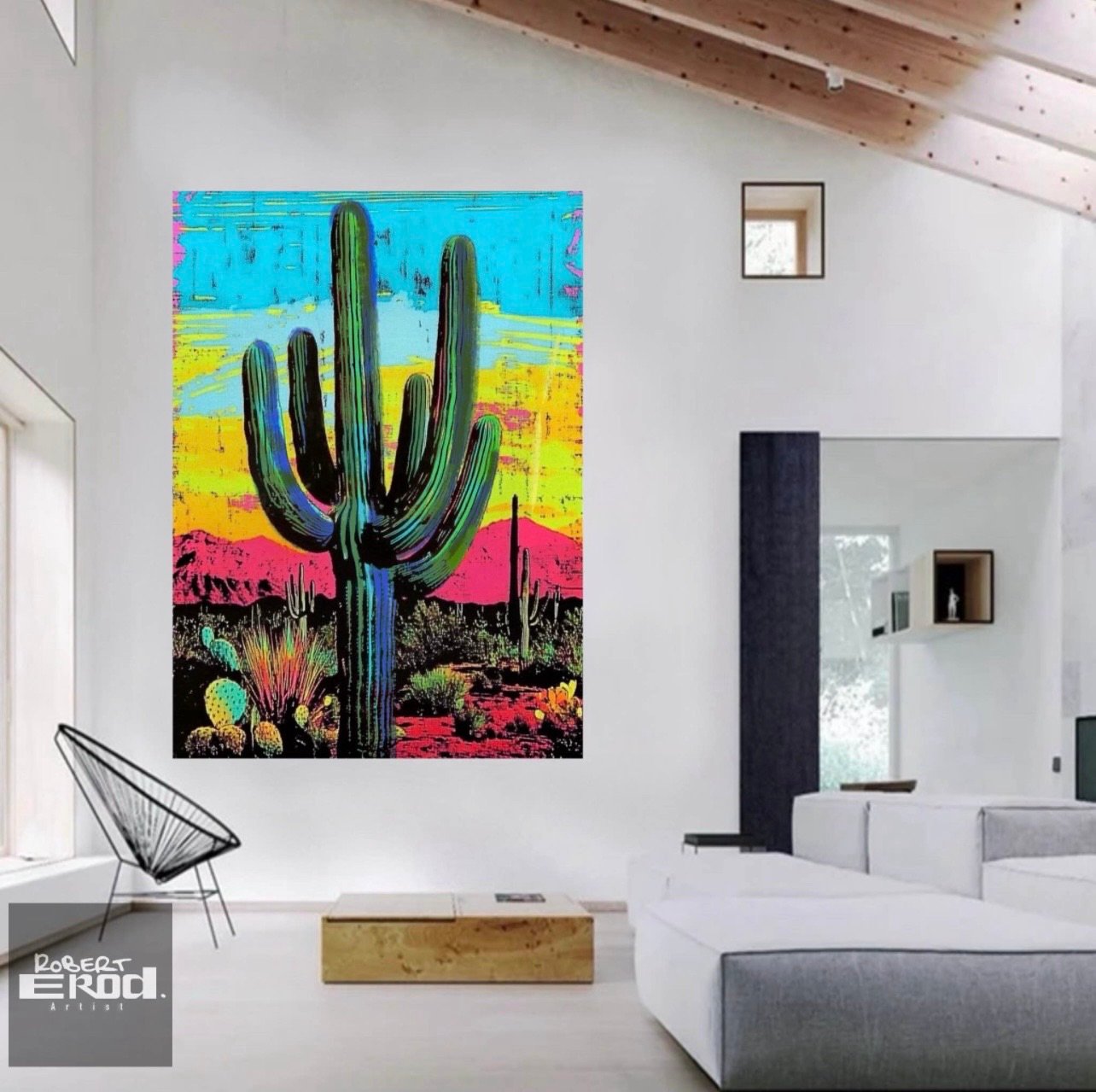 20a walking desert saguaro Ships Rolled 48x36 - Image 2