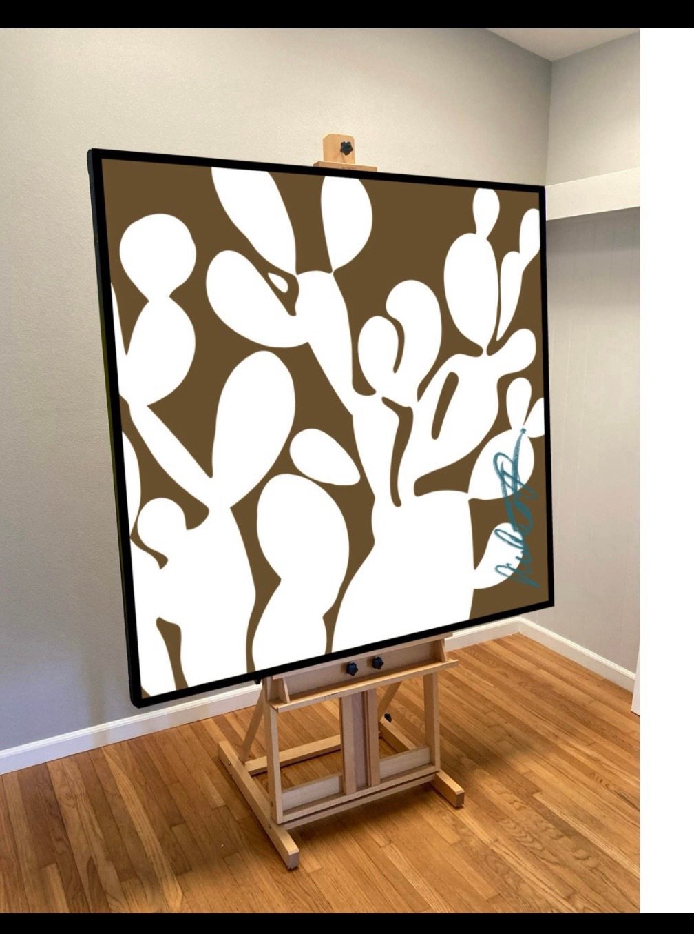 Chocolate Cactus 36”x36” Canvas Hand Painted - Image 2